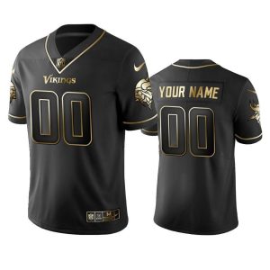 Customized Vikings Jersey for Men 2019 Minnesota Vikings Custom Black Golden Edition Vapor Untouchable Limited Jersey