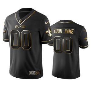 Saints Custom Jersey for Men 2019 New Orleans Saints Custom Black Golden Edition Vapor Untouchable Limited Jersey
