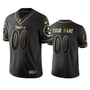Custom Steelers Jersey for Men 2019 Pittsburgh Steelers Custom Black Golden Edition Vapor Untouchable Limited Jersey