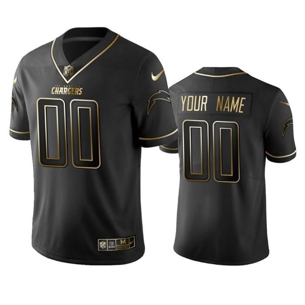 Men's 2019 Los Angeles Chargers Custom Black Golden Edition Vapor Untouchable Limited Jersey - Replica
