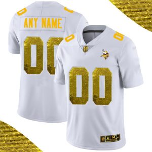 Customized Vikings Jersey for Men Minnesota Vikings ACTIVE PLAYER White Custom Gold Fashion Edition Limited Stitched Jersey