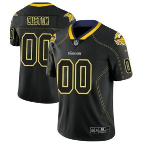 Customized Vikings Jersey for Men Minnesota Vikings 2018 Lights Out Color Rush Limited Black Customized Jersey