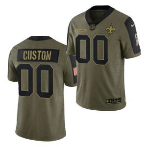 Saints Custom Jersey for Men Olive New Orleans Saints ACTIVE PLAYER Custom 2021 Salute To Service Limited Stitched Jersey