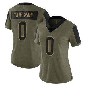 Saints Custom Jersey for Women Custom New Orleans Saints Limited Olive 2021 Salute To Service Jersey