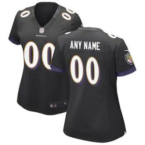 Raven Jersey Custom for Women Black Baltimore Ravens Alternate Custom Game Jersey