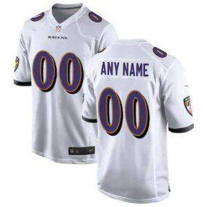 Raven Jersey Custom for Men White Baltimore Ravens Custom Game Jersey