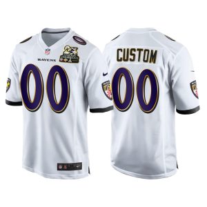 Raven Jersey Custom for Men Baltimore Ravens #00 Custom White 2X Super Bowl Champions Patch Game Jersey