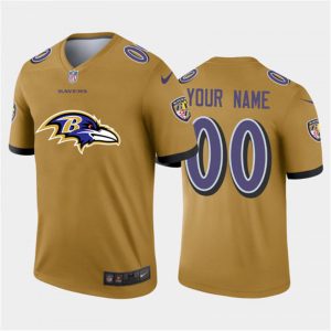 Raven Jersey Custom for Men Baltimore Ravens Customized Gold Team Big Logo Stitched Jersey