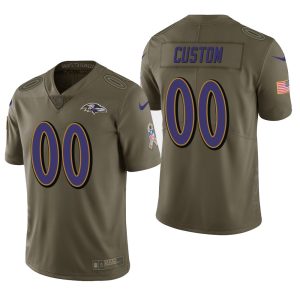 Raven Jersey Custom for Men Baltimore Ravens Customized Olive Salute To Service Limited Stitched Jersey