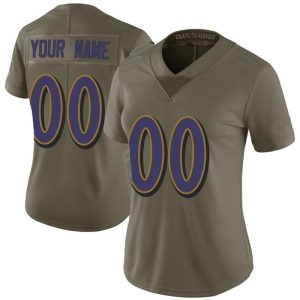 Raven Jersey Custom for Women Baltimore Ravens Customized Olive Salute To Service Limited Stitched Jersey