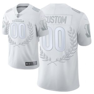 Custom Bengals Jersey for Men Cincinnati Bengals #00 Custom White Vapor Limited Platinum Jersey
