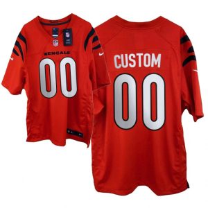 Custom Bengals Jersey for Men 2021 Cincinnati Bengals #00 Custom Orange Game Jersey