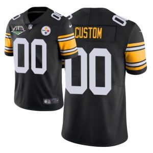 Custom Steelers Jersey for Men Pittsburgh Steelers #00 Custom Black Super Bowl XLIII Patch Vapor Limited Jersey