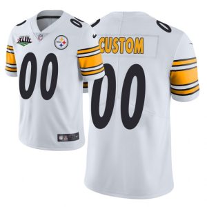 Custom Steelers Jersey for Men Pittsburgh Steelers #00 Custom White Super Bowl XLIII Patch Vapor Limited Jersey