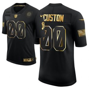 Custom Steelers Jersey for Men Pittsburgh Steelers #00 Custom Black 2020 Salute To Service Golden Limited Jersey