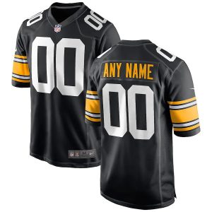 Custom Steelers Jersey for Men Pittsburgh Steelers Game Alternate Jersey - Black - Custom
