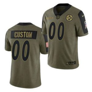 Custom Steelers Jersey for Men Olive Pittsburgh Steelers Custom 2021 Salute To Service Limited Stitched Jersey