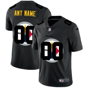 Custom Steelers Jersey for Men Pittsburgh Steelers Custom Team Logo Dual Overlap Limited Jersey Black