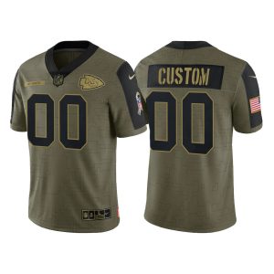 Custom Chiefs Jersey for Men Custom Kansas City Chiefs 2021 Salute To Service Limited Jersey - Olive