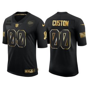 Custom Chiefs Jersey for Men Custom #00 Kansas City Chiefs 2020 Salute to Service Golden Limited Jersey - Black