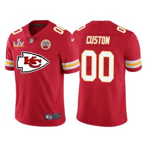 Custom Chiefs Jersey for Men Kansas City Chiefs #00 Custom Red Super Bowl LV Team Logo Vapor Limited Jersey