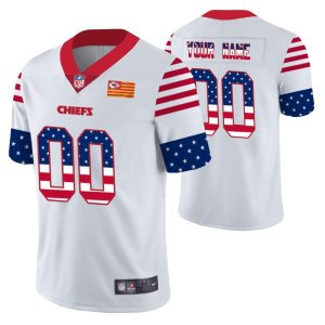 Custom Chiefs Jersey for Men Kansas City Chiefs Custom White Independence Day Vapor Limited Jersey