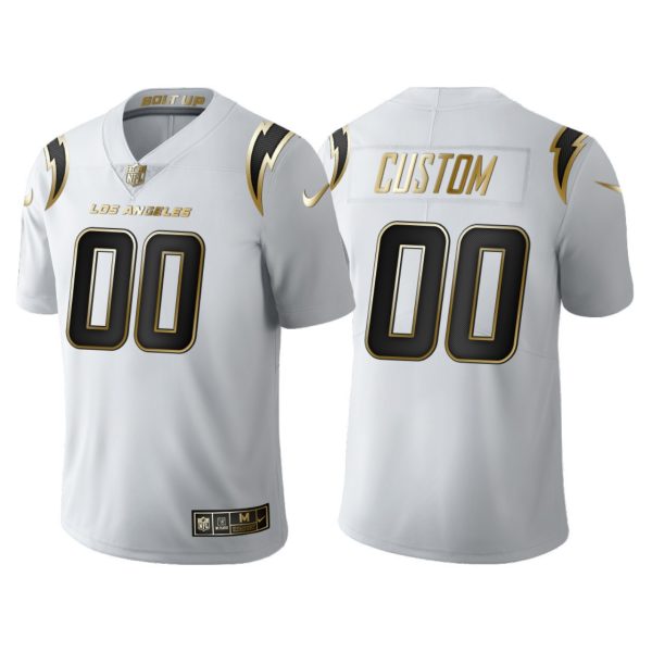 Men's Los Angeles Chargers #00 Custom 2020 White Golden Limited Jersey - Replica