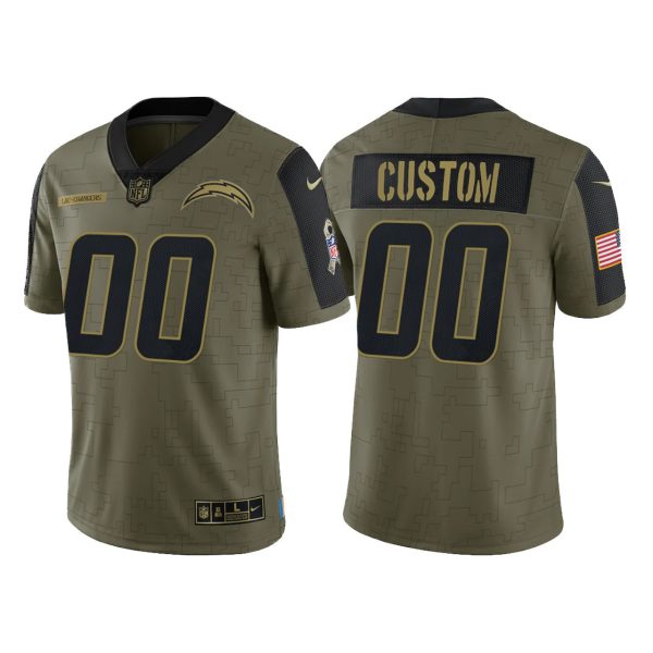 Men's Custom Los Angeles Chargers 2021 Salute To Service Limited Jersey - Olive - Replica
