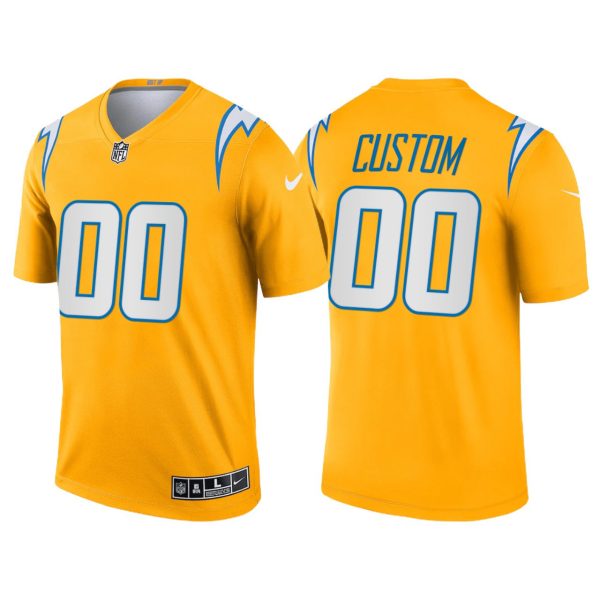 Men's Los Angeles Chargers #00 Custom 2021 Inverted Legend Jersey - Gold - Replica