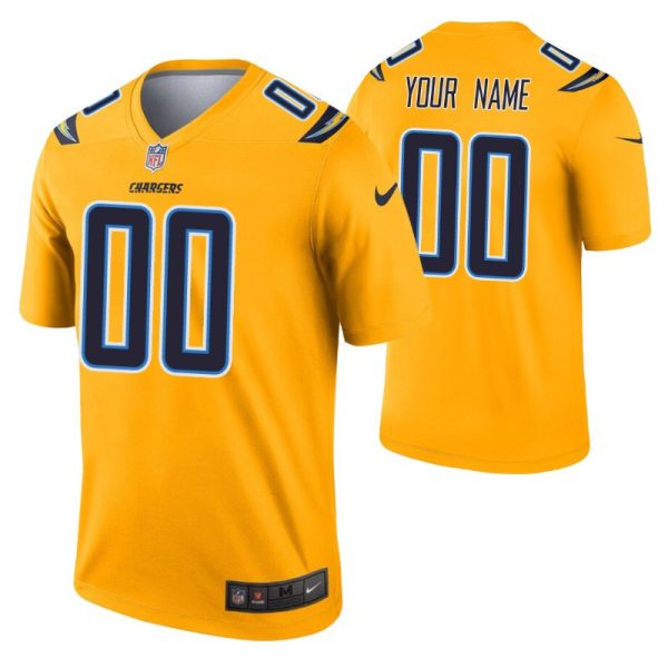 Men's Custom Los Angeles Chargers Jersey Gold Inverted Legend Edition - Replica