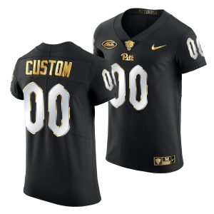 Custom Pitt Football Jersey for Men Custom #00 Pitt Panthers Black Golden Edition Jersey 2021-22 Limited Football