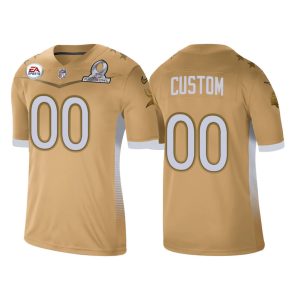 Customized Vikings Jersey for Men Minnesota Vikings Custom Gold 2021 NFC Pro Bowl Game Jersey