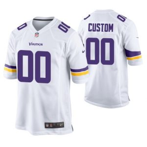 Customized Vikings Jersey for Men Minnesota Vikings Road Custom Game Jersey - White