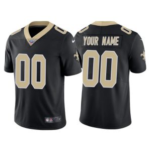 Saints Custom Jersey for Men New Orleans Saints 100th Season #00 Custom Black Vapor Limited Jersey