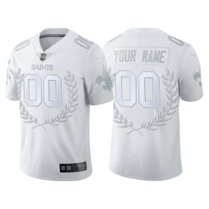 Saints Custom Jersey for Men New Orleans Saints #00 Custom White Platinum Limited Jersey