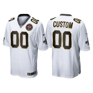 Saints Custom Jersey for Men New Orleans Saints #00 Custom White Super Bowl XLIV Champions Patch Game Jersey