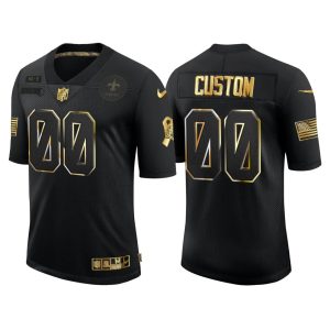 Saints Custom Jersey for Men Custom #00 New Orleans Saints 2020 Salute to Service Golden Limited Jersey - Black