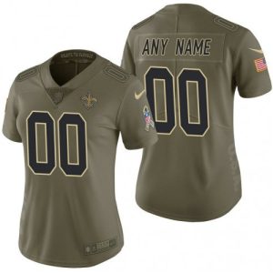 Saints Custom Jersey for Women New Orleans Saints Olive 2017 Salute to Service Limited Customized Jersey