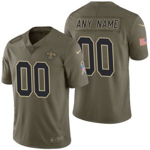 Saints Custom Jersey for Men New Orleans Saints Olive 2017 Salute to Service Limited Customized Jersey