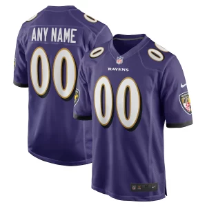 Raven Jersey Custom for Men White Baltimore Ravens Custom Game Jersey - Purple