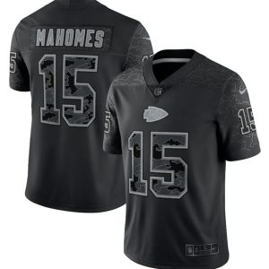 Custom Chiefs Jersey for Men Kansas City Chiefs #15 Patrick Mahomes Black Reflective Limited Stitched Jersey