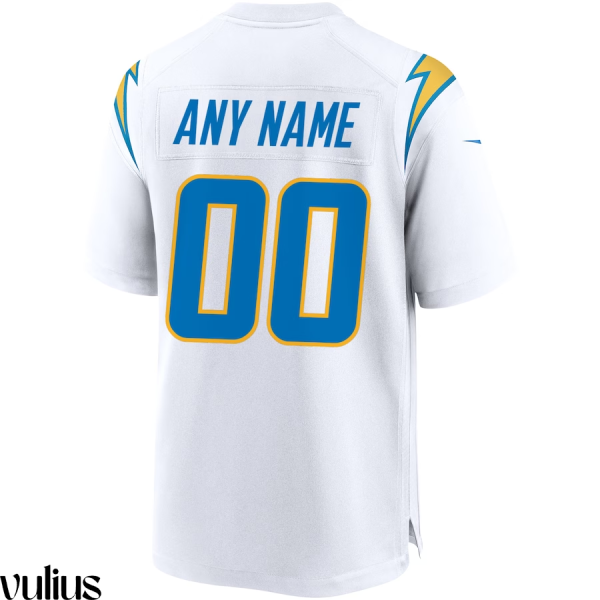 Custom Chargers Jersey, White Men's, Road Custom Game Jersey - Replica
